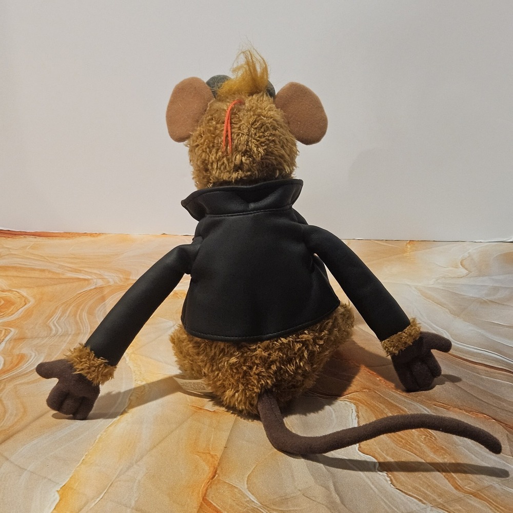 Muppets Rizzo the Rat Nanco Plush 12" Jim Henson Black Biker Jacket Vintage - Picture 4 of 8